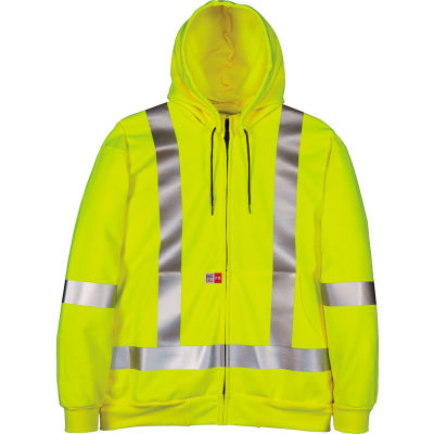 Big Bill Wind Pro Full Zip Sweater à capuche, réfléchissant, résistant aux flammes, 5XL de hauteur, jaune