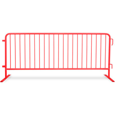 Queue Solutions CrowdMaster™ 1000 Steel Barricade, 100"L x 43"H, Pieds plats, Rouge