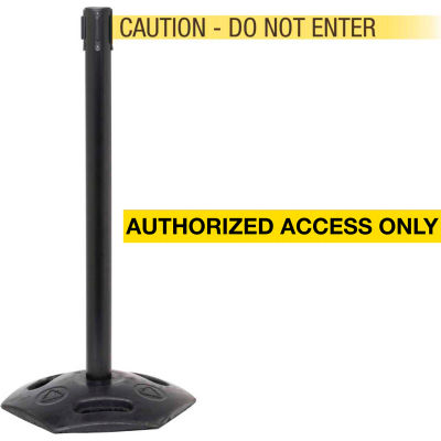 WeatherMaster Xtra Barrière de ceinture rétractable, 40 » Black Post, 11' Ylw « Authorized Access Only » Ceinture