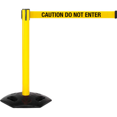 WeatherMaster 250 Barrière de ceinture rétractable, 40 » Poteau jaune, 11' Jaune « Attention-Ne pas entrer » Ceinture