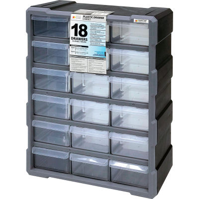 Quantum Plastic Drawer Cabinet PDC-18BK - 18 Tiroirs 6-1/4"W x 15"D x 18-3/4"H