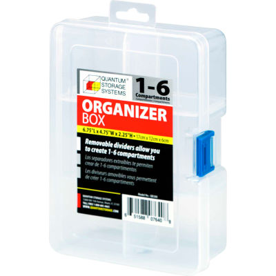Quantum QB300 Organizer Box - Compartiments réglable 1-6 - 6-3/4 po de longueur x 4-3/4 po de largeur x 2-1/4 po de hauteur - Qté par paquet : 12