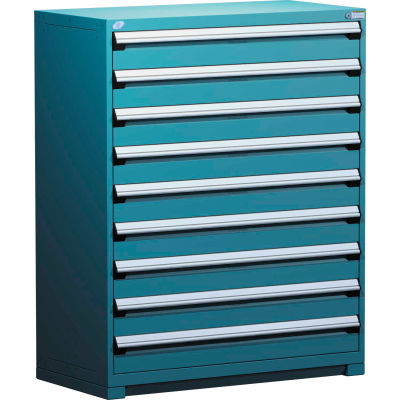 Rousseau Métal rangement modulaire tiroir armoire 48 x 24 x 60, 9 tiroirs (1 taille) sans diviseur, w/Lock, bleu