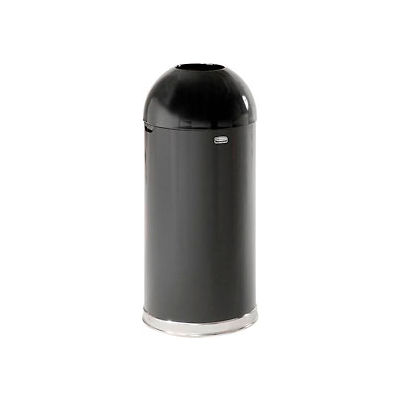 Rubbermaid® Steel Round Open Top Trash Can W/Galvanized Liner, 15 Gallon, Black