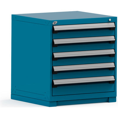 Cabinet de tiroir de stockage modulaire de Rousseau 30 x 27 x 32, 5 tiroirs (2 tailles) w/o diviseur, w/Lock, bleu