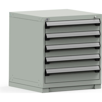 Armoire à tiroirs de rangement modulaire Rousseau 30x27x32, 5 tiroirs, (2 tailles, sans séparateur, verrou, gris