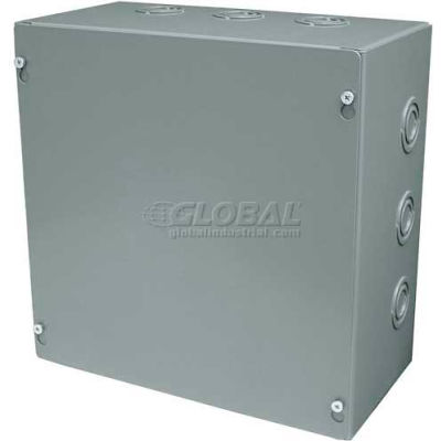 RIB® NEMA 1 Enclosure MH3100-M1, 12.125"H x 12.125"W x 6"D, W/Studs , 18 Ga. Steel
