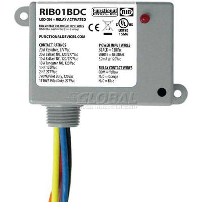 RIB® Contact sec d’entrée relais RIB01BDC, enfermé, 120 v ca, 20 a, SPDT