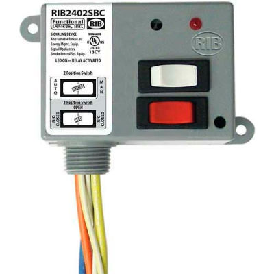 RIB® Enclosed Power Relay RIB2401SBC, 20A, SPDT, 24VAC/DC/120VAC, Override