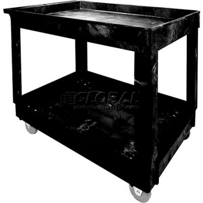 Rubbermaid® Plastic Utility Cart w/2 Shelves, 300 lb. Capacity, 40"L x 24"W x 31-1/4"H, Black