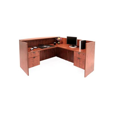Regency Reception Station with Double Pedestals - Cherry - Manager Series