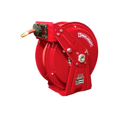 Reelcraft Heavy-Duty Spring Retractable Compact Dual Pedestal Hose Reel, 3/8"x50' 300 PSI