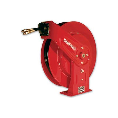 Reelcraft TH5425 OMP 1/4"x 25' 2000 PSI Medium Pressure Twin Hydraulic Spring Retractable Hose Reel