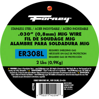 Forney® ER308L Fil de soudage MIG en acier inoxydable, 0,03 » Ø. x 2 lb Bobine