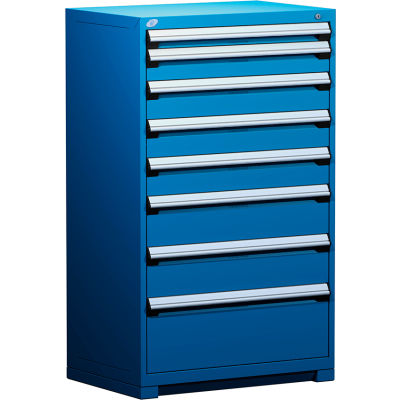 Armoire modulaire robuste Rousseau Metal®, 8 tiroirs, 36"L x 18"P x 60"H, Bleu Avalanche