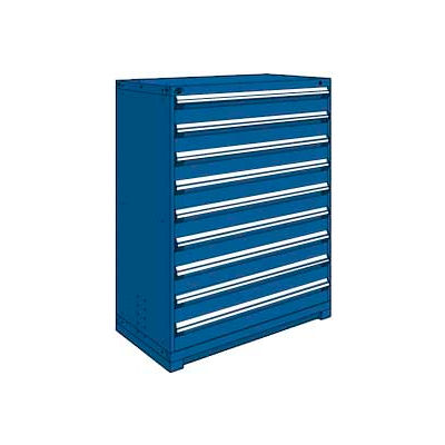 Armoire modulaire robuste Rousseau Metal®, 9 tiroirs, 48"L x 27"P x 60"H, Bleu Avalanche