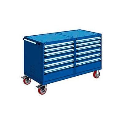 Cabinet de tiroir modulaire Mobile robuste à Double tiroir Rousseau 12 - Bleu d’Avalanche « x48-27/37 » 1 "x 2