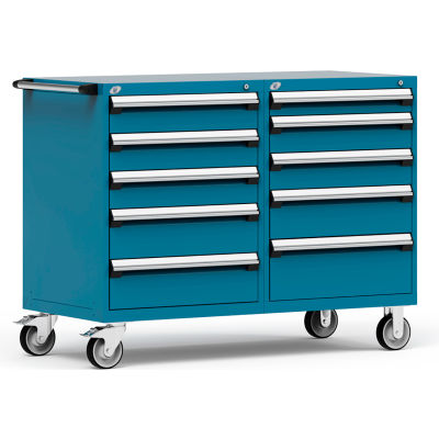 Cabinet de tiroir modulaire Mobile robuste à Double tiroir Rousseau 10 - 60" Wx27 « Dx45-1/2 » H Everest bleu