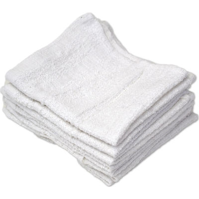 Tissu de lavage poly-coton de valeur R-R - 12 po x 12 po - Blanc - Paquet de 12