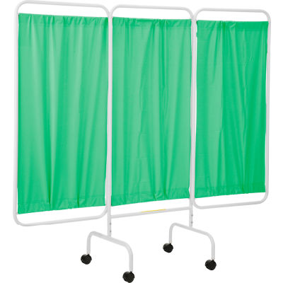 R&B Wire Products Écran de confidentialité médical mobile à trois panneaux, 81 « L x 69"H, panneaux de vinyle vert