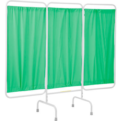 Produits R&B Wire Trois panneaux Écran de confidentialité médical stationnaire, 81 « L x 69 « H, Panneaux de vinyle vert