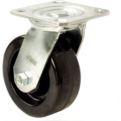 RWM Casters 45 Series 4" Rubber on Iron Wheel Swivel Caster - 45-RIR-0420-S