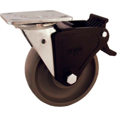 RWM Casters 5" Signature™ Wheel Swivel Caster with Face Contact Brake - 46-SWR-0520-S-ICWB