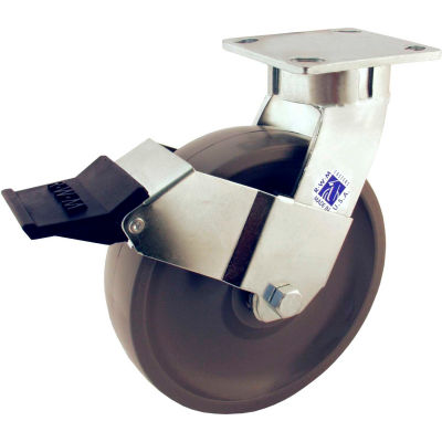 RWM Casters 8" Torus Wheel™ Swivel Caster with Face Contact Brake - 65-UAB-0821-S-ICWB