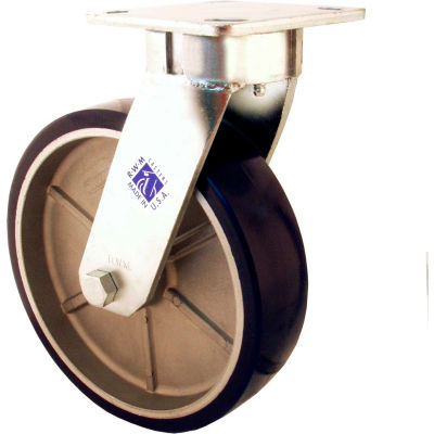 RWM Casters 4" Urethane Swivel Caster on Iron Wheel with Side Wheel Brake - 65-UIR-0420-S-WB