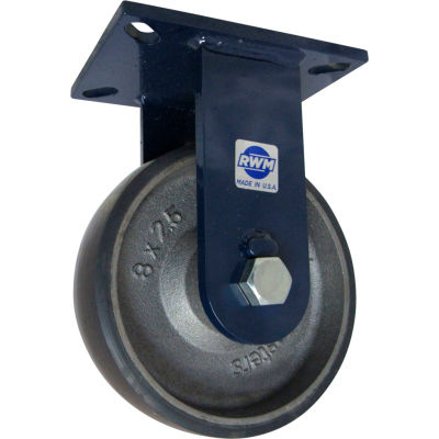 RWM Casters 76 Series 8" x 2-1/2" Urethane on Iron Wheel Rigid Caster - 76-UIR-0825-R
