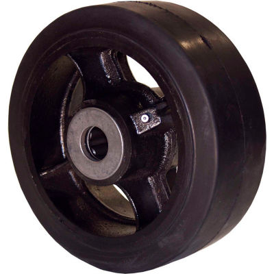 RWM Casters 6" x 2" Mold-On Rubber Wheel with Roller Bearing - RIR-0620-08 - 1/2" Axle