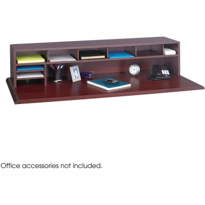 58"W Low Profile Desk Top Organizer - Mahogany