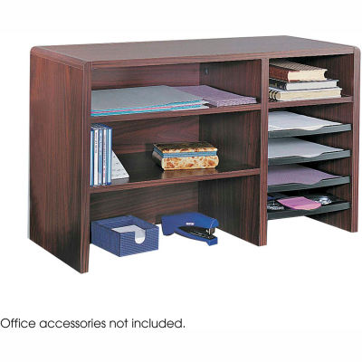 29"W Compact Desk Top Organizer - Mahogany