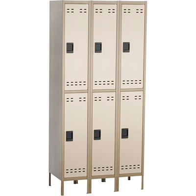 Safco® Double Tier 6 Door Steel Office Locker, 12"Wx18"Dx36"H, Two Tone Tan, Assembled