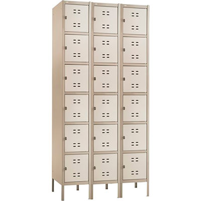 Safco® Six Tier 18 Door Steel Office Locker, 12"Wx18"Dx12"H, Two Tone Tan, Assembled