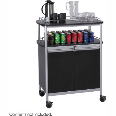 Safco 8964BL - Chariot-boissons mobile, fermeture du Cabinet, acier, noir