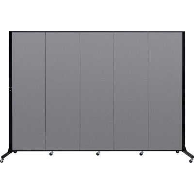 Screenflex 5 Panel Light-Duty Portable Room Divider, 6'5"H x 9'5"W, Fabric Color: Stone