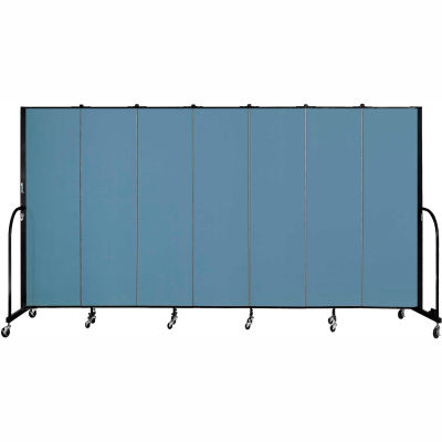 Screenflex 7 Panel Portable Room Divider, 6'8"H x 13'1"W, Fabric Color: Summer Blue