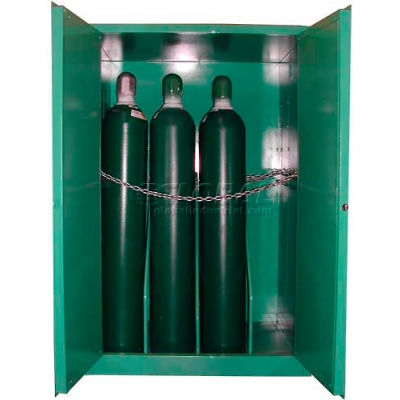 Securall® 12 H Cylinder Vertical Medical Fire Lined Gas Cabinet 43"Wx34"Dx65"H, Manuel Close