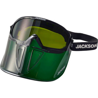 Jackson Safety® GPL500 Lunettes de sécurité avec protection faciale rabattable, antibuée, verres verts, bracelet noir