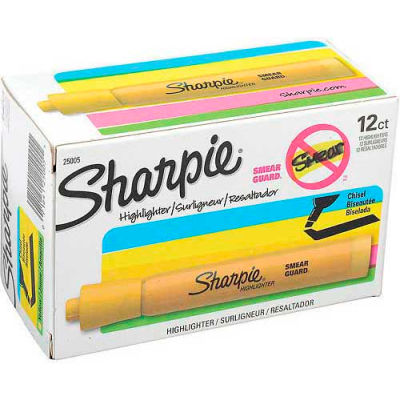 Sharpie® Accent Tank Highlighter, Smear Guard, Chisel Tip, Yellow Ink - Douzaine - Qté par paquet : 12