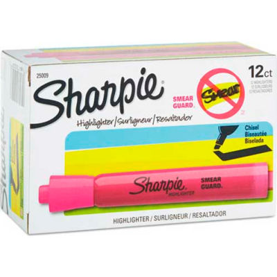 Sharpie® Accent Tank Highlighter, Smear Guard, Chisel Tip, Fluorescent Pink Ink - Qté par paquet : 12
