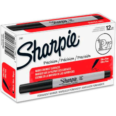 Sharpie® Permanent Marker, Ultra-Fine, Black Ink, Douzaine