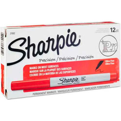 Sharpie® Marqueur permanent, Ultra-Fine, Encre Rouge - Qté par paquet : 12
