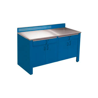 Shure Realiti® Atelier stationnaire, 4 Portes, 2 Tiroirs, 60"W x 24"D, Bleu