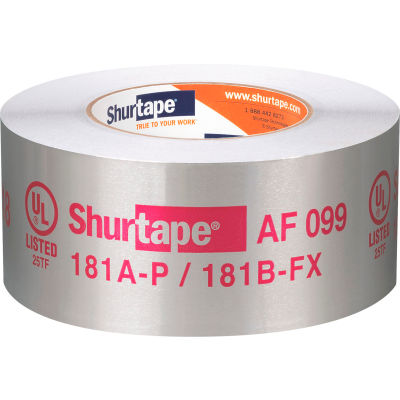 Shurtape AF 099 UL 181A-P/B-FX Ruban de papier d’aluminium répertorié / imprimé - Argent - 2 1/2in x 55m - Qté par paquet : 16