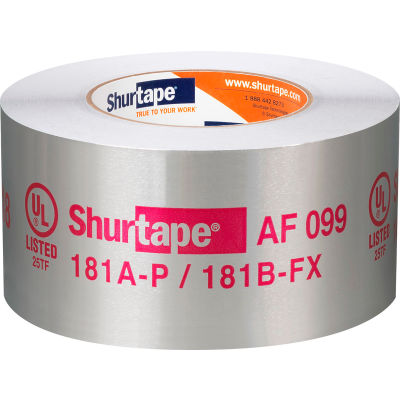 Shurtape AF 099 UL 181A-P/B-FX Ruban de papier d’aluminium répertorié / imprimé - Argent - 72 mm x 55 m - Qté par paquet : 16
