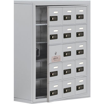 Salsbury 5-Tier 15 Door Phone Locker w / Surface Combo Locks, 24 « L x 9-1/4 « P x 31 « H, gris, assemblé