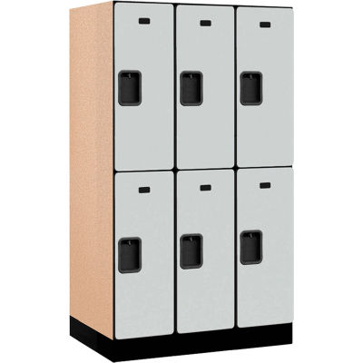 Salsbury 2-Tier 6 Door Designer Wood Locker, 36 « L x 21 » P x 64 » H, gris, partiellement assemblé