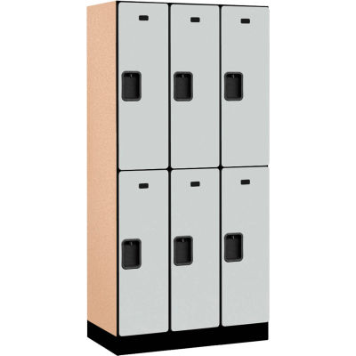 Salsbury 2-Tier 6 Door Designer Wood Locker, 36 « L x 18 » P x 76 » H, gris, partiellement assemblé